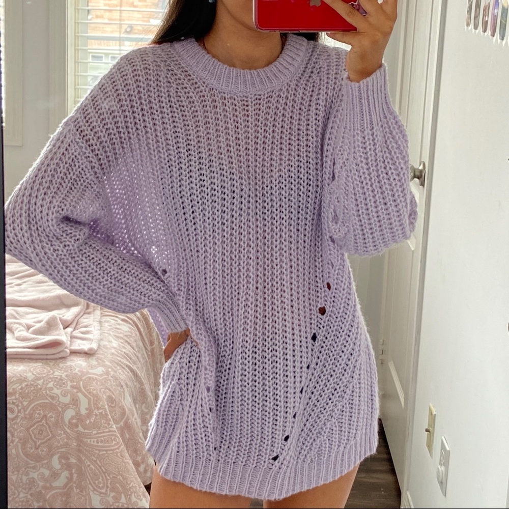 American Eagle Knitted Purple Crewneck Sweater
